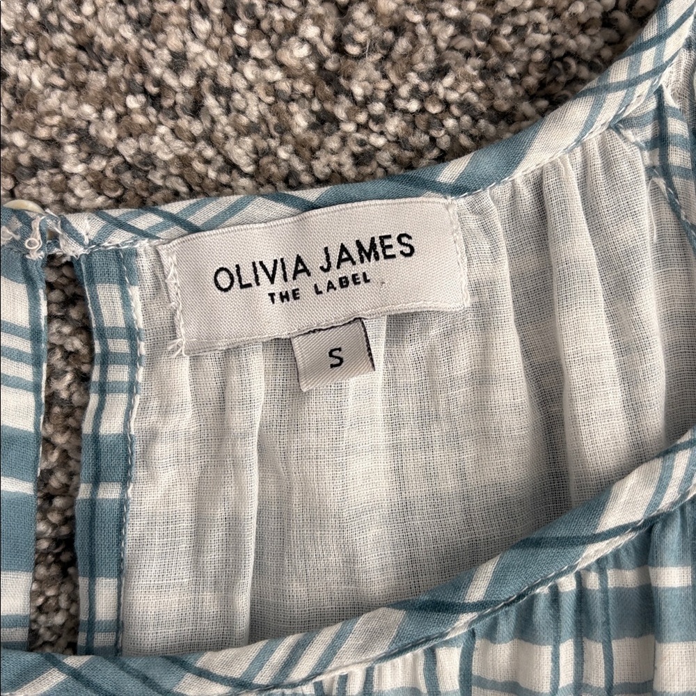 Olivia James The Label Tiered Blue Plaid Oversized Maxi Dress - Picture 5 of 7